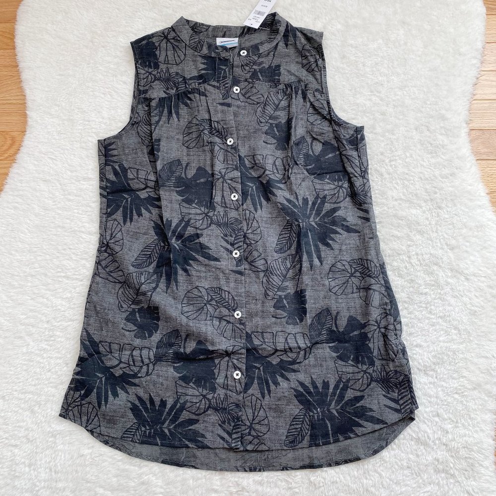 Columbia Women's Sleeveless Shirts Tropical Print, Gray/Black, M